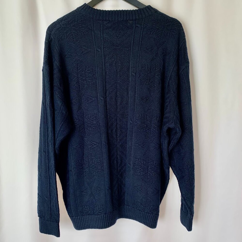 VTG BOGNER Men's Dark Blue Wool Blend Apres Ski Sweater Size M Fits like L - Picture 5 of 12